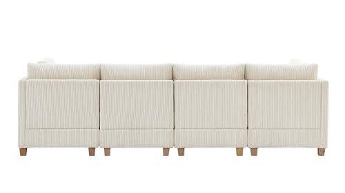 Eafurn Free Combination Reversible Modular Sectional Couch with Movable Ottoman Sets, Modern Corduroy Upholstered Convertible Sleeper Sofa Bed, Deep Seat Leisure Lounge Sofabed for Living Room Office