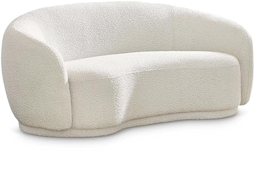 Meridian Furniture 693Cream-L Hyde Collection Modern | Contemporary Boucle Fabric Upholstered Loveseat, Cream, 64" W x 38" D x 27.5" H