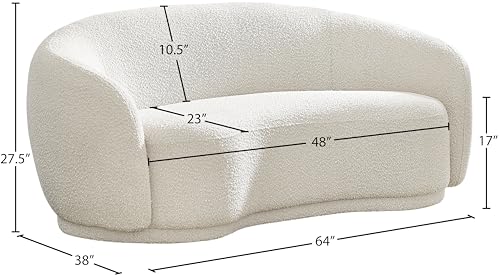 Meridian Furniture 693Cream-L Hyde Collection Modern | Contemporary Boucle Fabric Upholstered Loveseat, Cream, 64" W x 38" D x 27.5" H