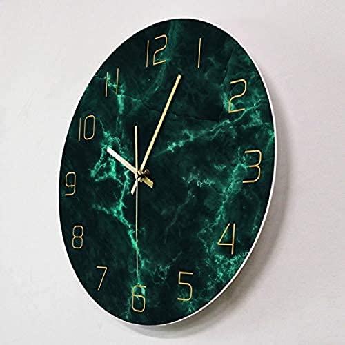 Wall Clock Marble Pattern Green Nordic Wall Clock Living Room Decorative Clock Minimalist Art Home Decor Creative Round Print Wall Clock