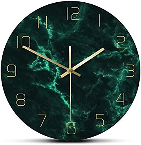 Wall Clock Marble Pattern Green Nordic Wall Clock Living Room Decorative Clock Minimalist Art Home Decor Creative Round Print Wall Clock