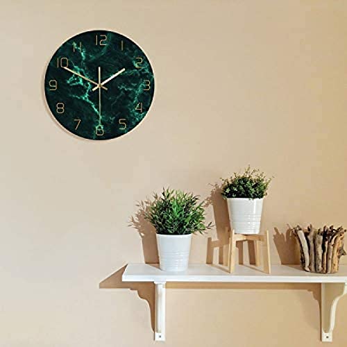 Wall Clock Marble Pattern Green Nordic Wall Clock Living Room Decorative Clock Minimalist Art Home Decor Creative Round Print Wall Clock