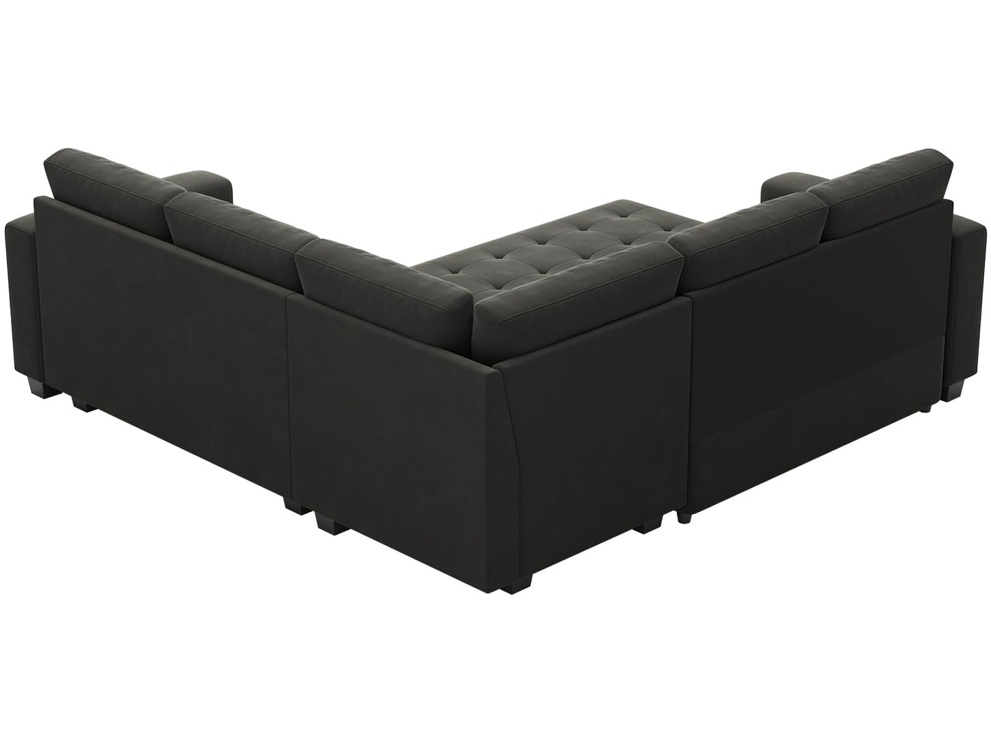 Belffin Modular Sectional Sleeper Sofa with Pull Out Couch Bed Velvet Convertible L Shaped Sectional Couch for Living Room Apartment Grey