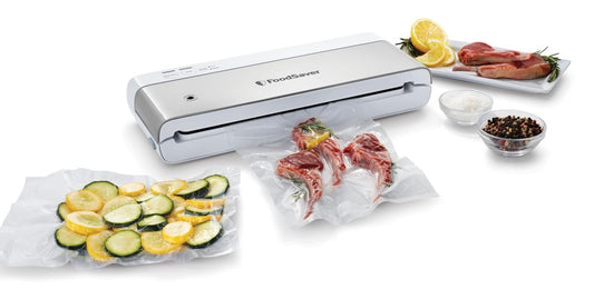 FoodSaver Compact Vacuum Sealer Machine with Airtight Bags and Roll - Ideal for Sous Vide and Airtight Food Storage, White