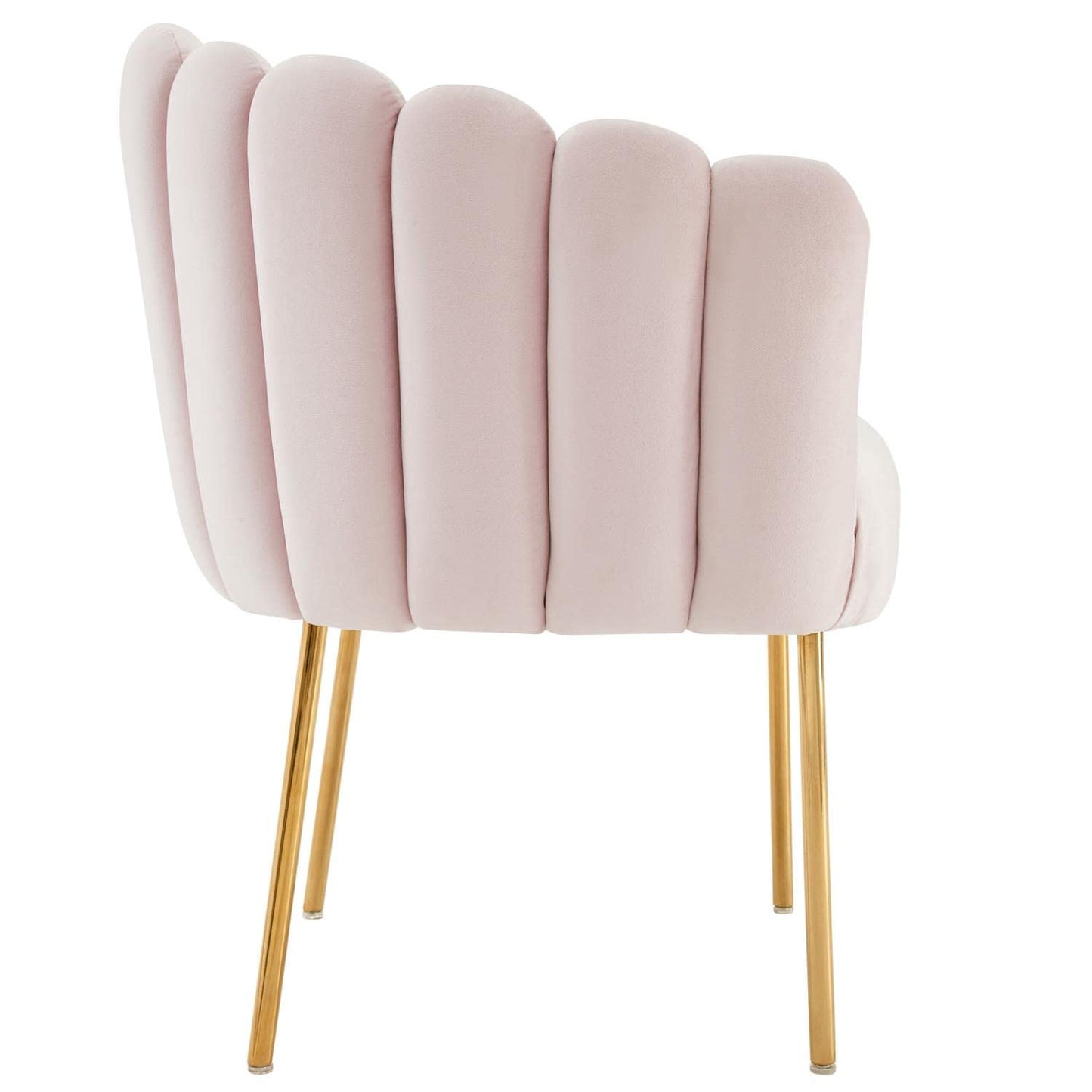 Modway Sanna Modern Channel Tufted Performance Velvet Armchair in Pink/Gold