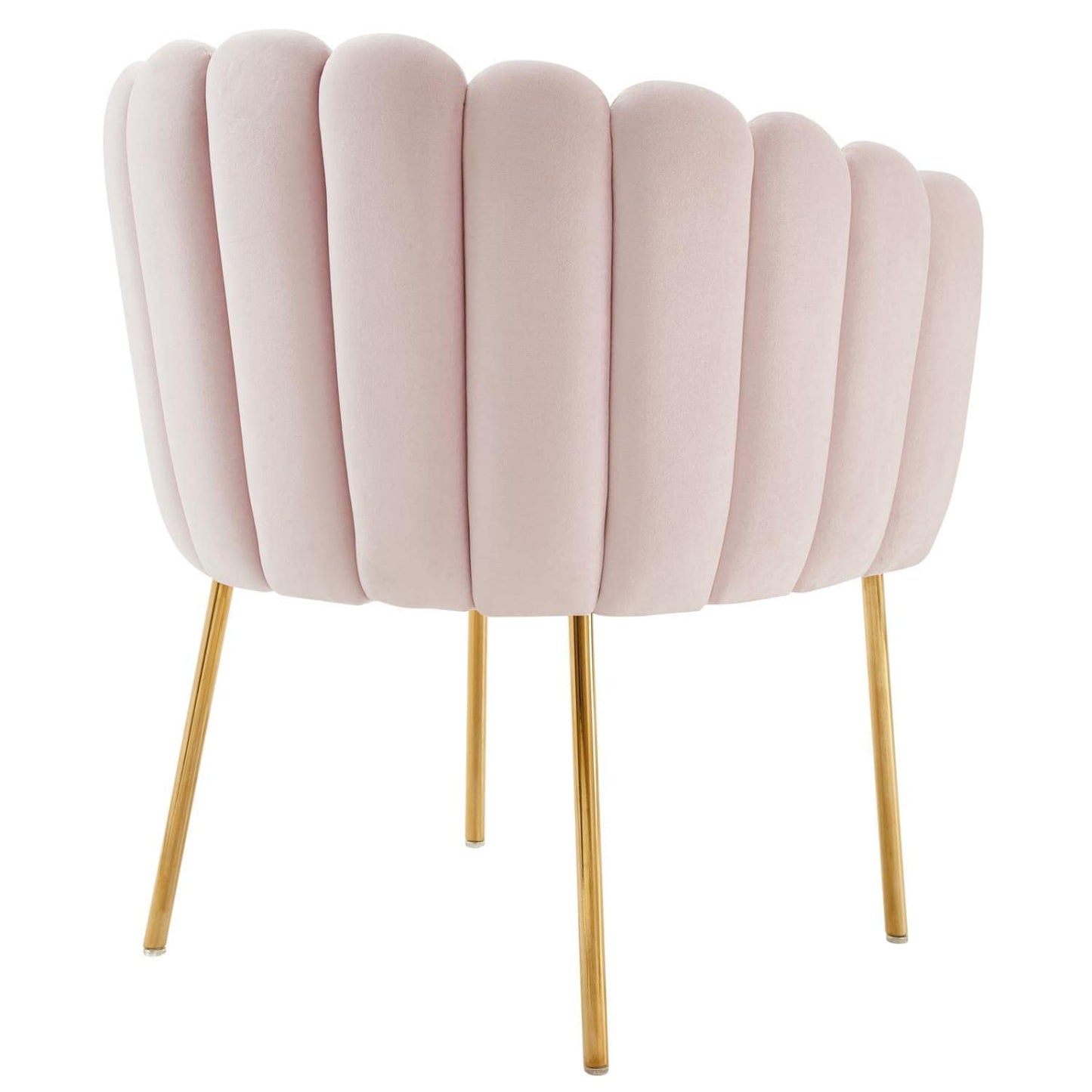 Modway Sanna Modern Channel Tufted Performance Velvet Armchair in Pink/Gold