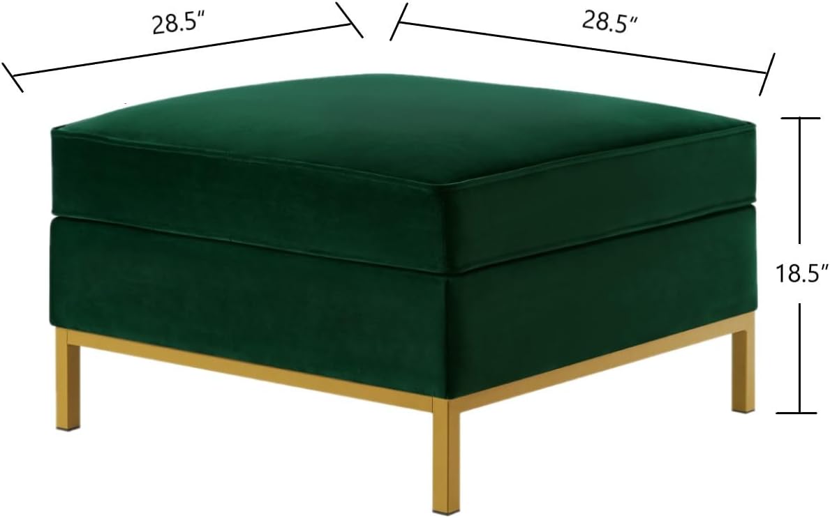 24KF Large Square Couch Ottoman Velvet Ottoman, Upholstered Velvet Padded Cushion Ottoman Table,Large Foot Rest for Couch, Couch Ottoman for Living Room-Jade