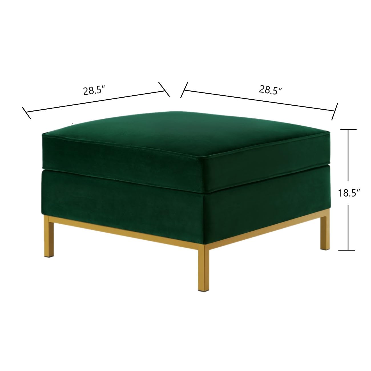 24KF Large Square Couch Ottoman Velvet Ottoman, Upholstered Velvet Padded Cushion Ottoman Table,Large Foot Rest for Couch, Couch Ottoman for Living Room-Jade