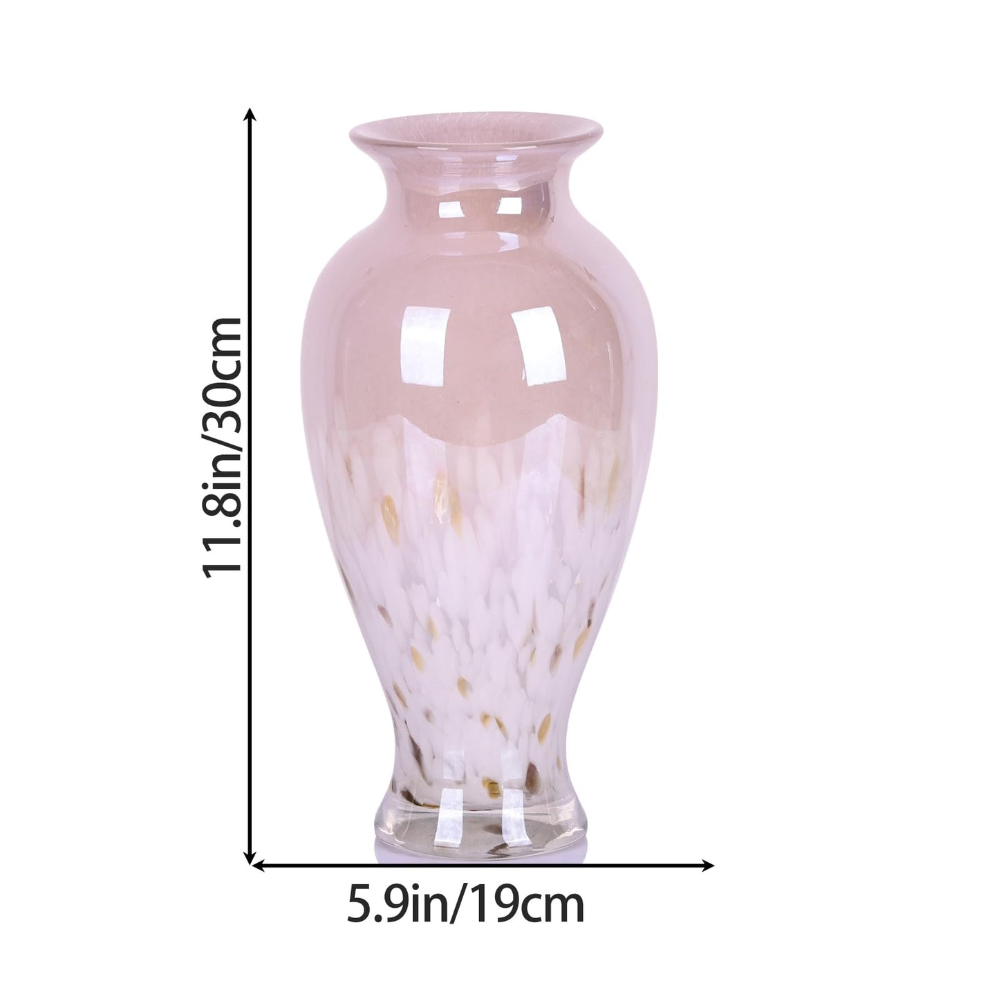 Blown Glass vase, Unique Glass vase, Glass Pink Decorative vase for Home Living Room Dining Table re Office Wedding Entrance Desktop Decorative vase.