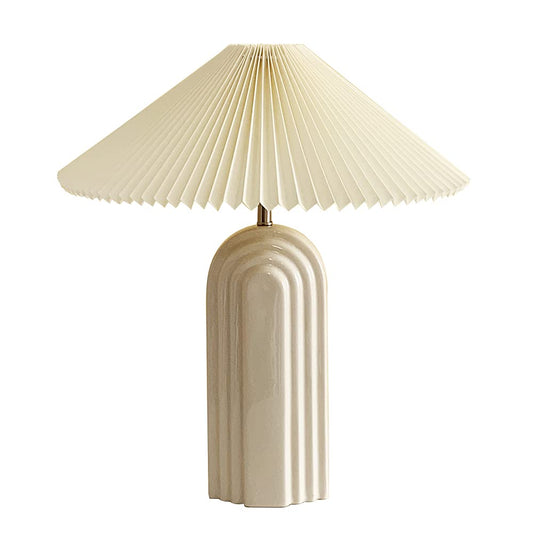 PUFEIDS Living Room Table lamp Modern Table lamp with TC Fabric lampshade Bedroom Study lamp Retro Table lamp Ceramic lamp Bedside lamp (Cream Color)