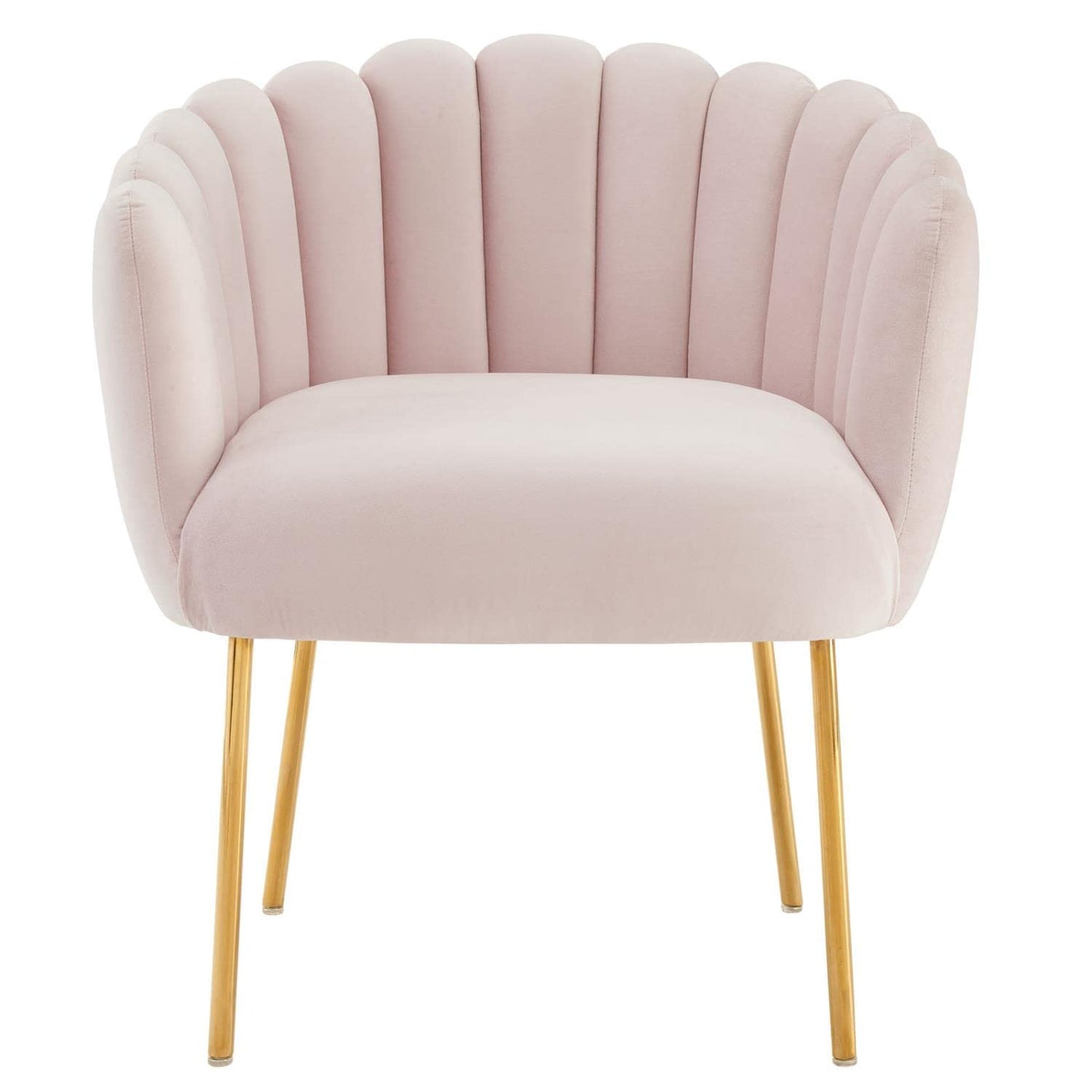 Modway Sanna Modern Channel Tufted Performance Velvet Armchair in Pink/Gold