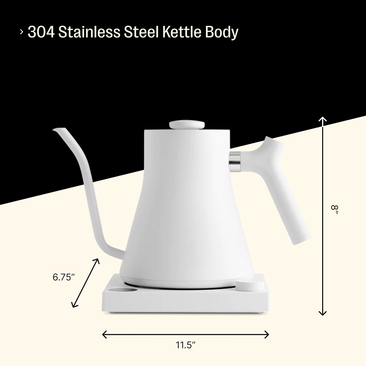 Fellow Stagg EKG Electric Gooseneck Kettle - Pour-Over Coffee and Tea Kettle - Stainless Steel Kettle Water Boiler - Quick Heating Electric Kettles for Boiling Water - Matte White