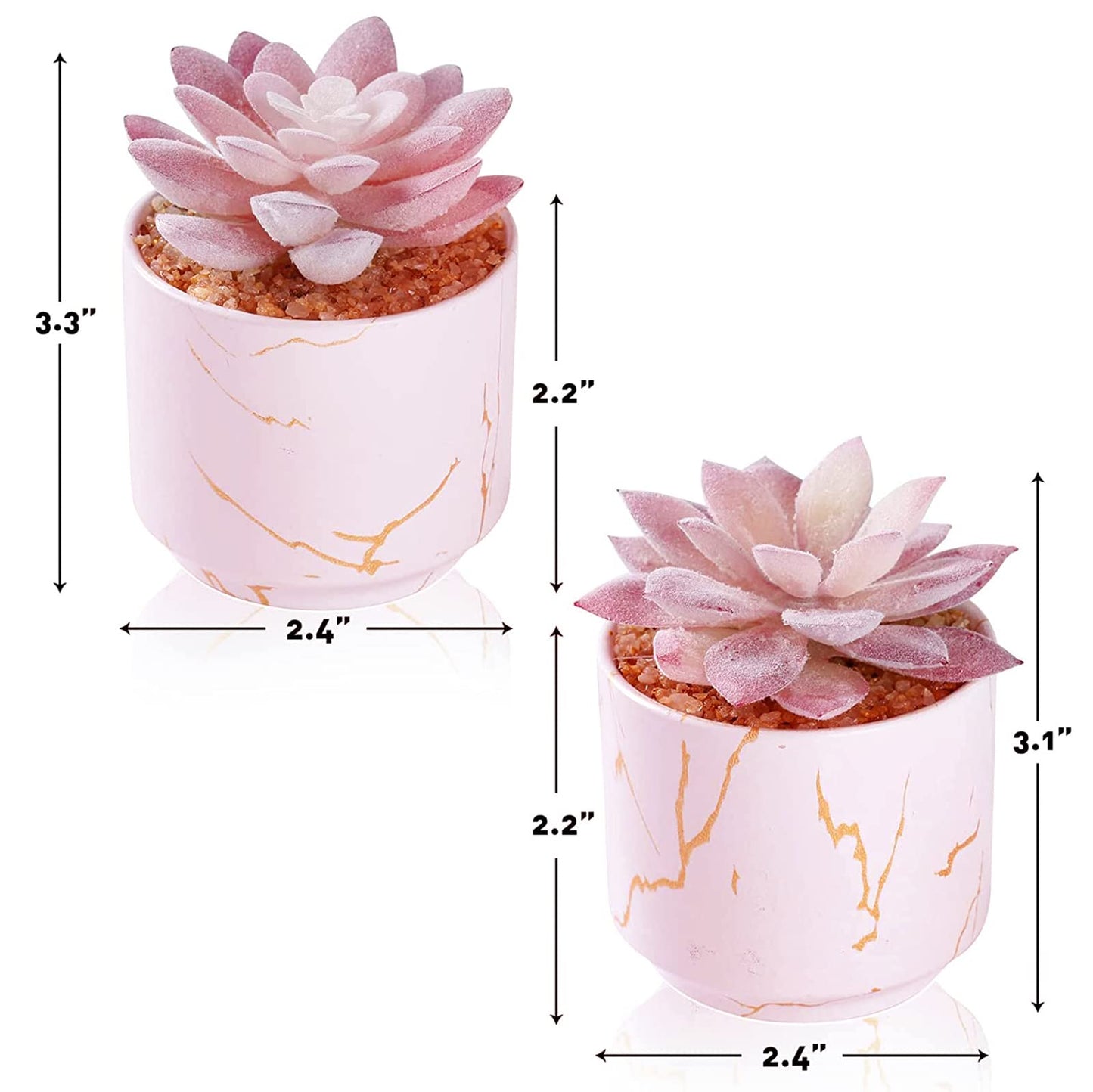 ZENIDA Succulent Artificial Plants,Cute Fake Succulents in 2 Pink Ceramic Pots,Small Fake Plants for Office,Table,Desk,Bathroom, Bedroom,Aesthetic Room Shelves Decor,Desk Decorations for Women Office