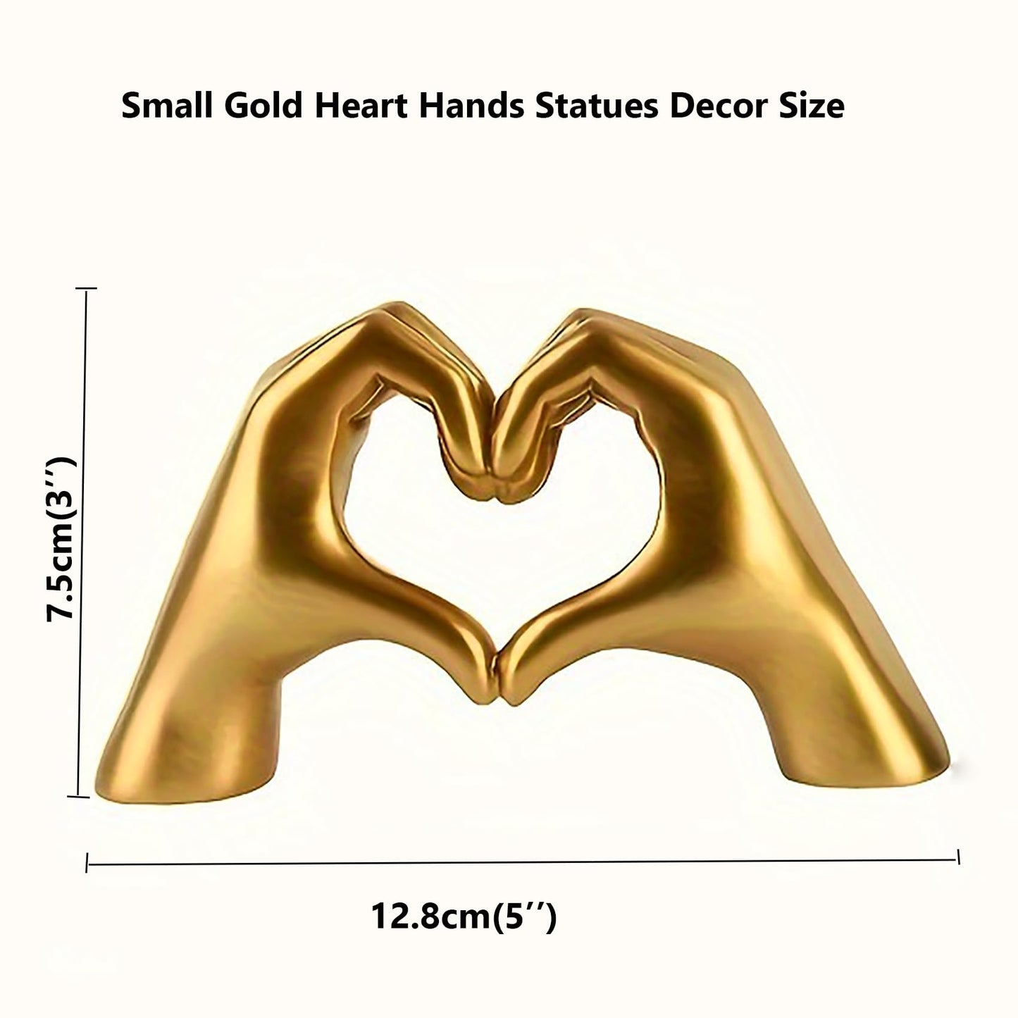 FANTESTICRYAN Small Heart Hands Statues Gold Hand Love Sculpture Decorative,Home Decor Ornaments for Living Room, Wedding,Bedroom, Office Desktop, Cabinets, Bookshelf (Gold)