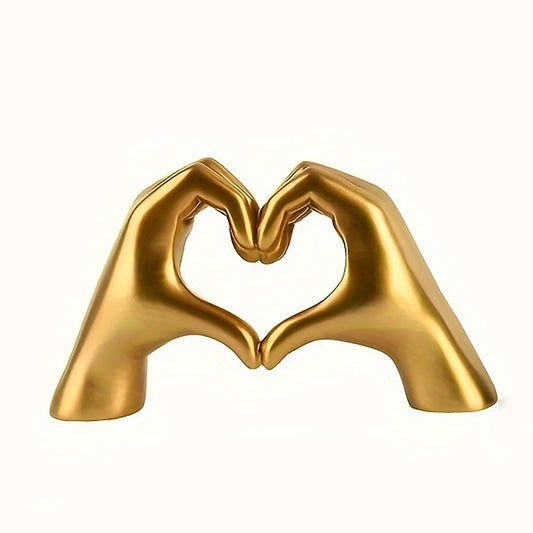 FANTESTICRYAN Small Heart Hands Statues Gold Hand Love Sculpture Decorative,Home Decor Ornaments for Living Room, Wedding,Bedroom, Office Desktop, Cabinets, Bookshelf (Gold)