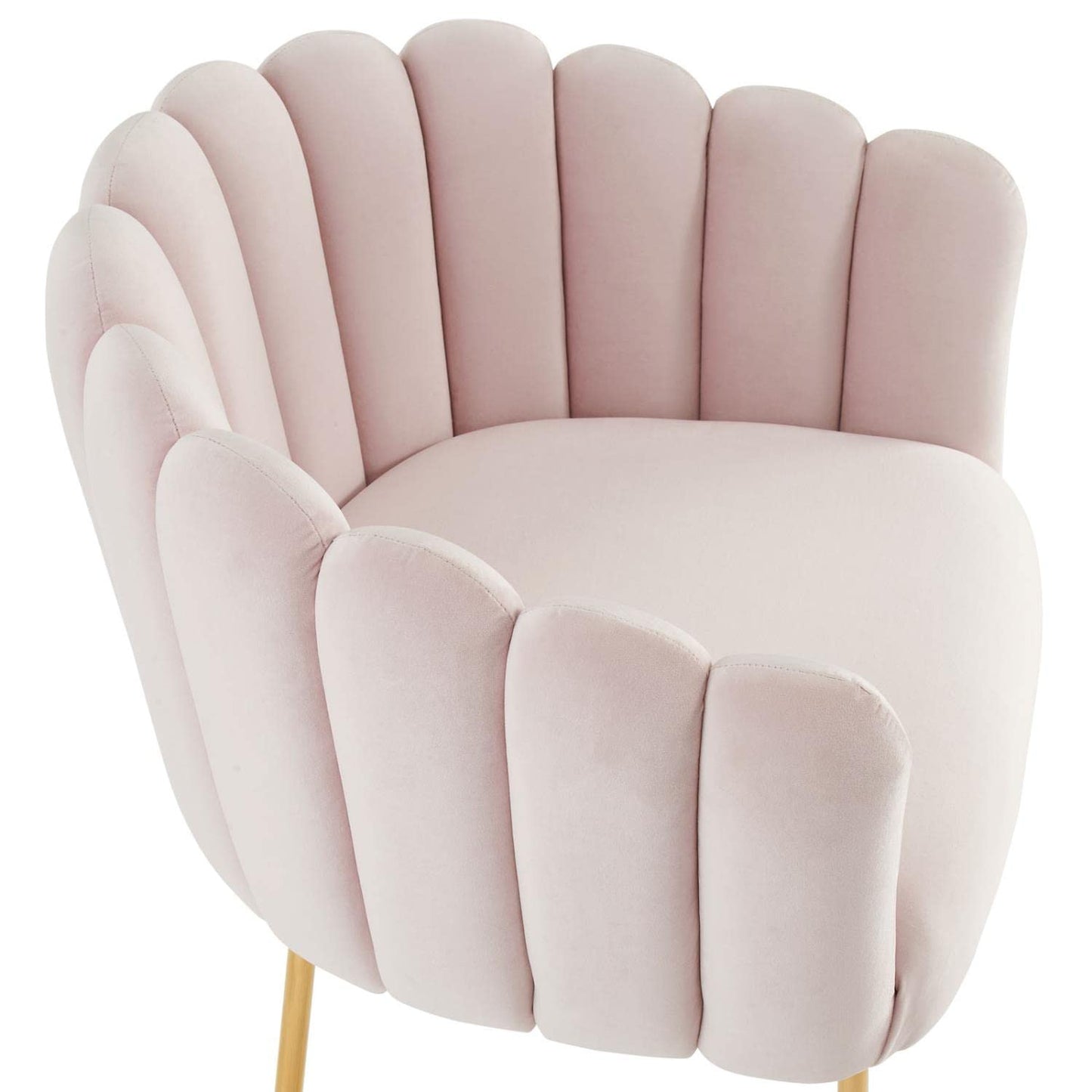 Modway Sanna Modern Channel Tufted Performance Velvet Armchair in Pink/Gold