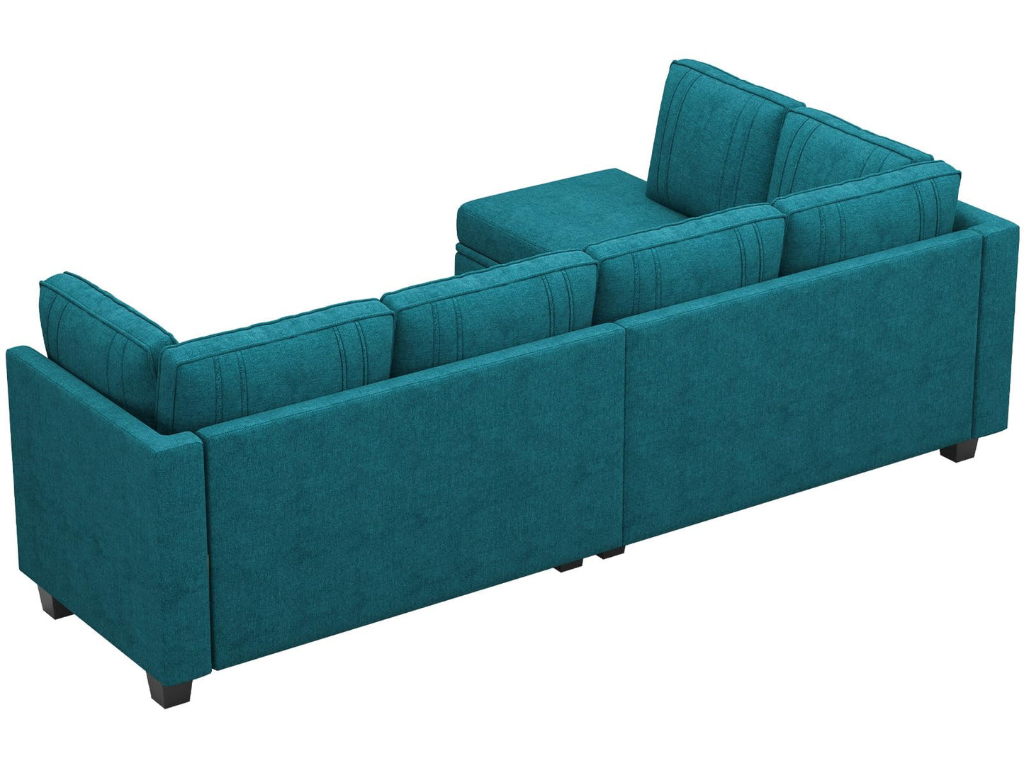 Belffin 4 Seater Sectional Sofa with Reversible Chaise, L Shaped Sofa Sectional Couch with Convertible Storage Ottoman Peacock Blue