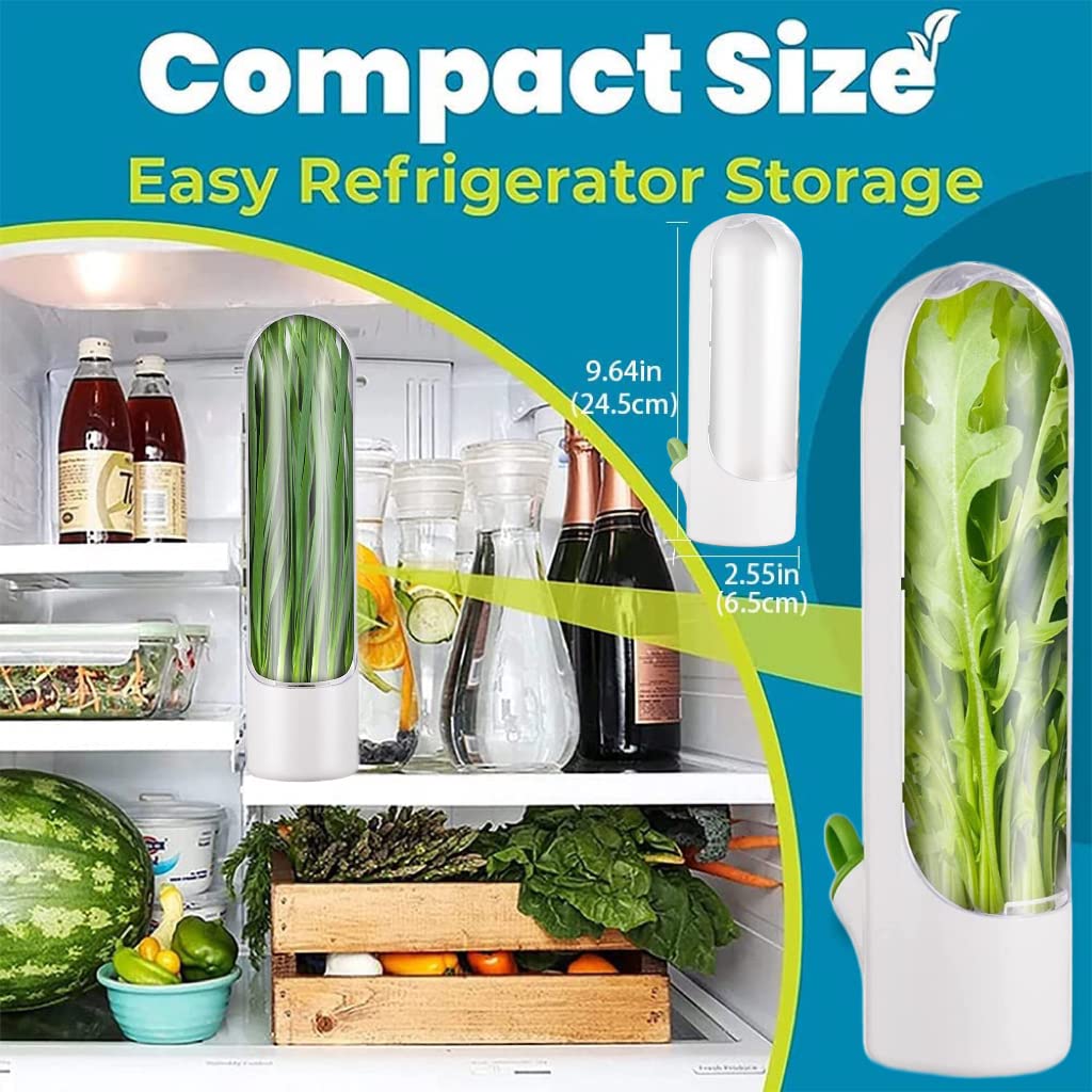 Herb Saver for Refrigerator, Fresh Herb Keeper, Herb Saver Pod Containers, Herb Fresh Keeper for Refrigerator,Herb Storage for Cilantro,Parsley, Asparagus,Keeps Vegetables Fresh for 2-3 Wee（2PCS）