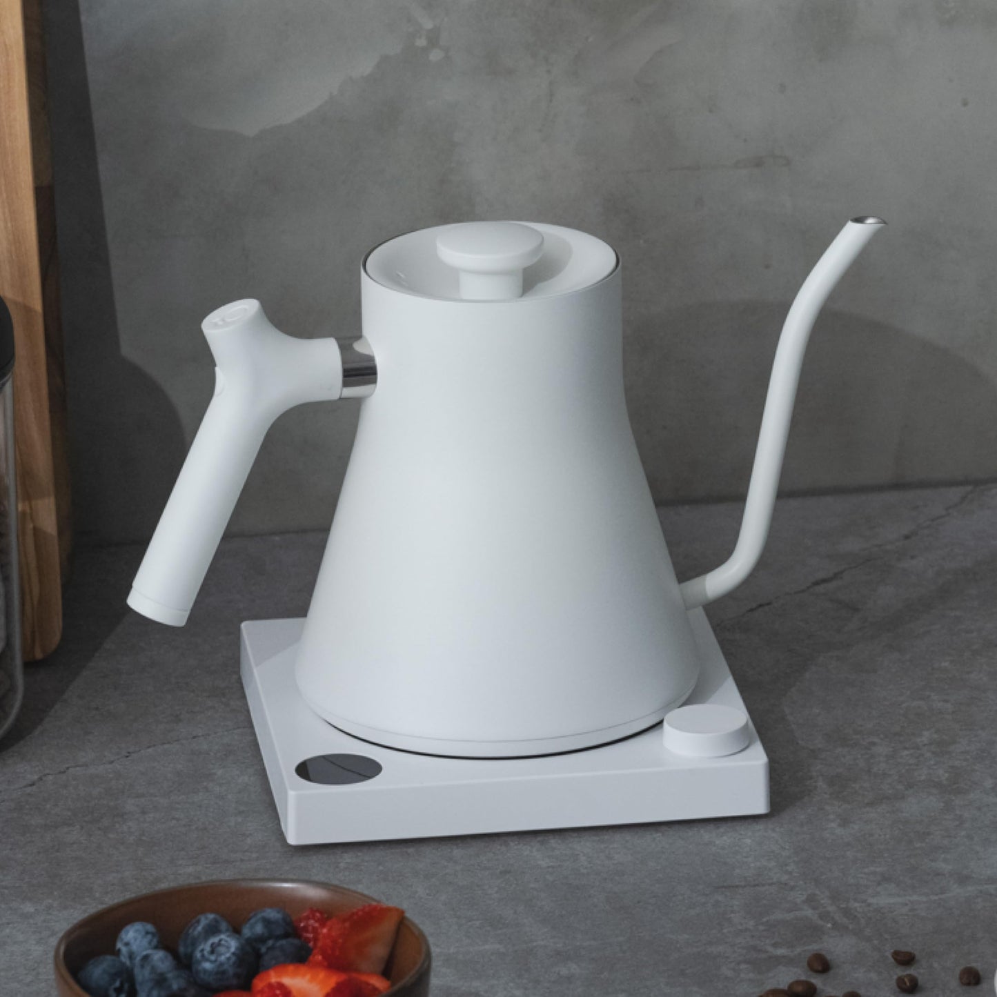 Fellow Stagg EKG Electric Gooseneck Kettle - Pour-Over Coffee and Tea Kettle - Stainless Steel Kettle Water Boiler - Quick Heating Electric Kettles for Boiling Water - Matte White