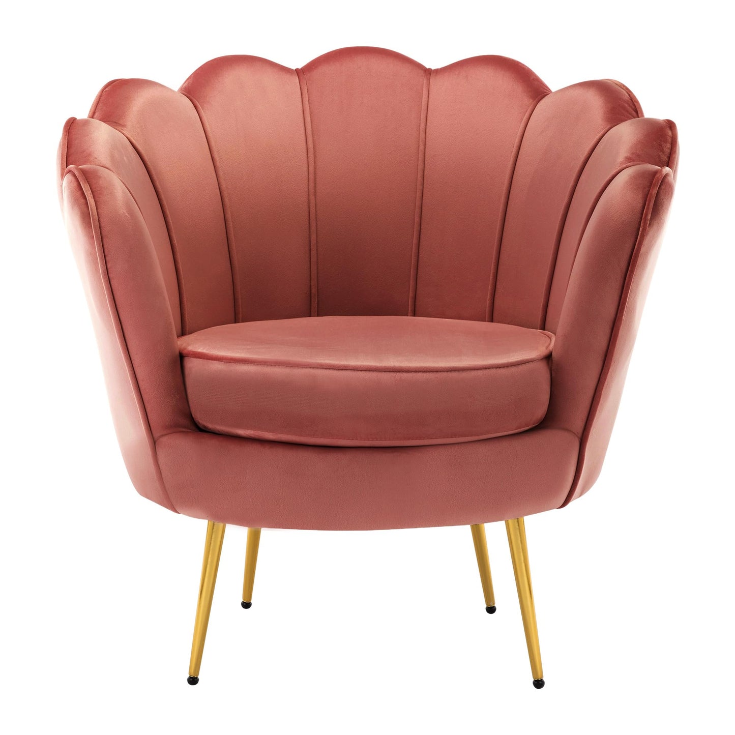 DAGONHIL Mid Century Modern Upholstered Accent Chair,Retro Leisure Velvet Single Sofa with Golden Metal Legs for Living Room/Bedroom/Makeup Room, Dusty Pink